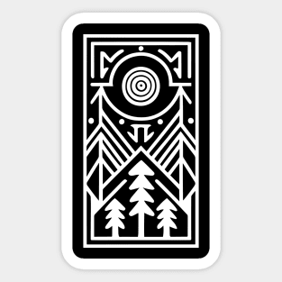 Spurce Trees Tribal Line Art (White) Sticker